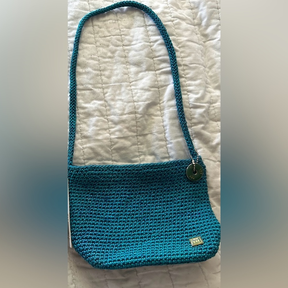 The Sak Blue Crochet Mini Shoulder Bag NEW no tags